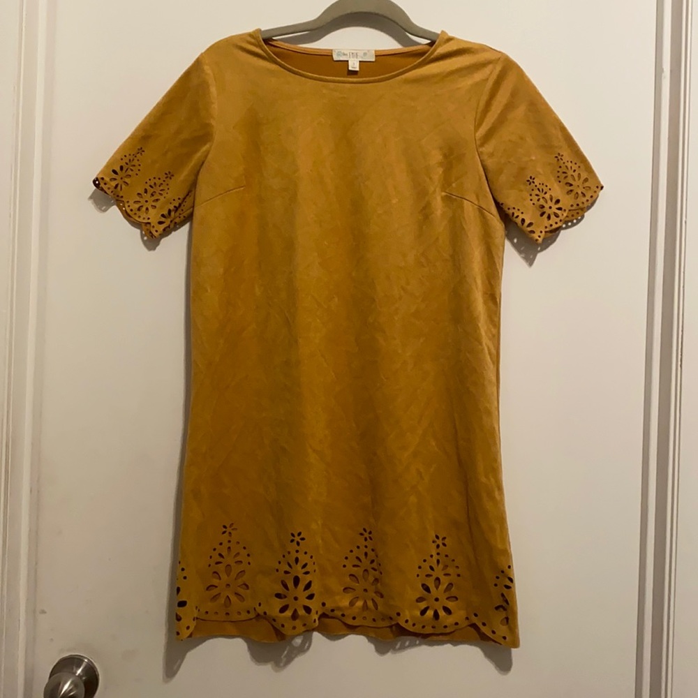 Tan faux suede Dress with Cut outs